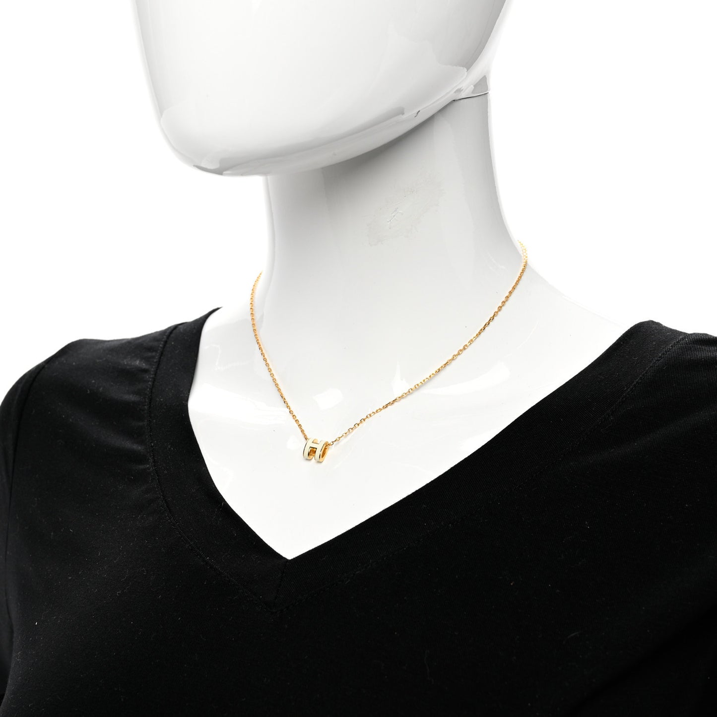 Lacquered Gold Mini Pop H Pendant Necklace White