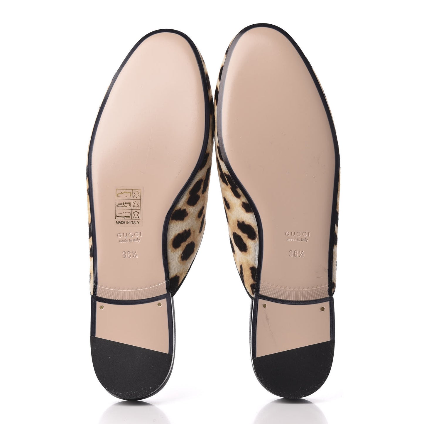 Calf Hair Leopard Print Womens Princetown Slippers 38.5 Naturale Black