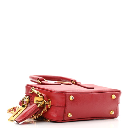 Prada Saffiano Lux Mini Top Handle Crossbody Bag Fuoco 3 of 13