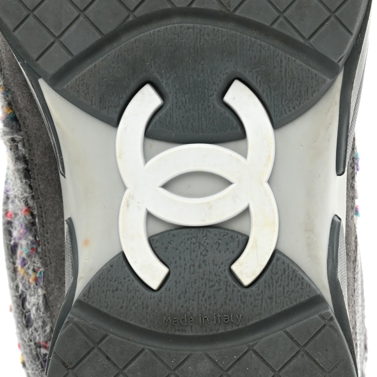 Chanel Suede Tweed Goatskin CC Sneakers 36 Grey Purple 7 of 9