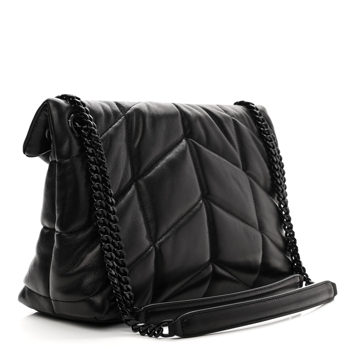 Saint Laurent Lambskin Quilted Small Loulou Puffer Monogram Chain Satchel Black 2 of 9