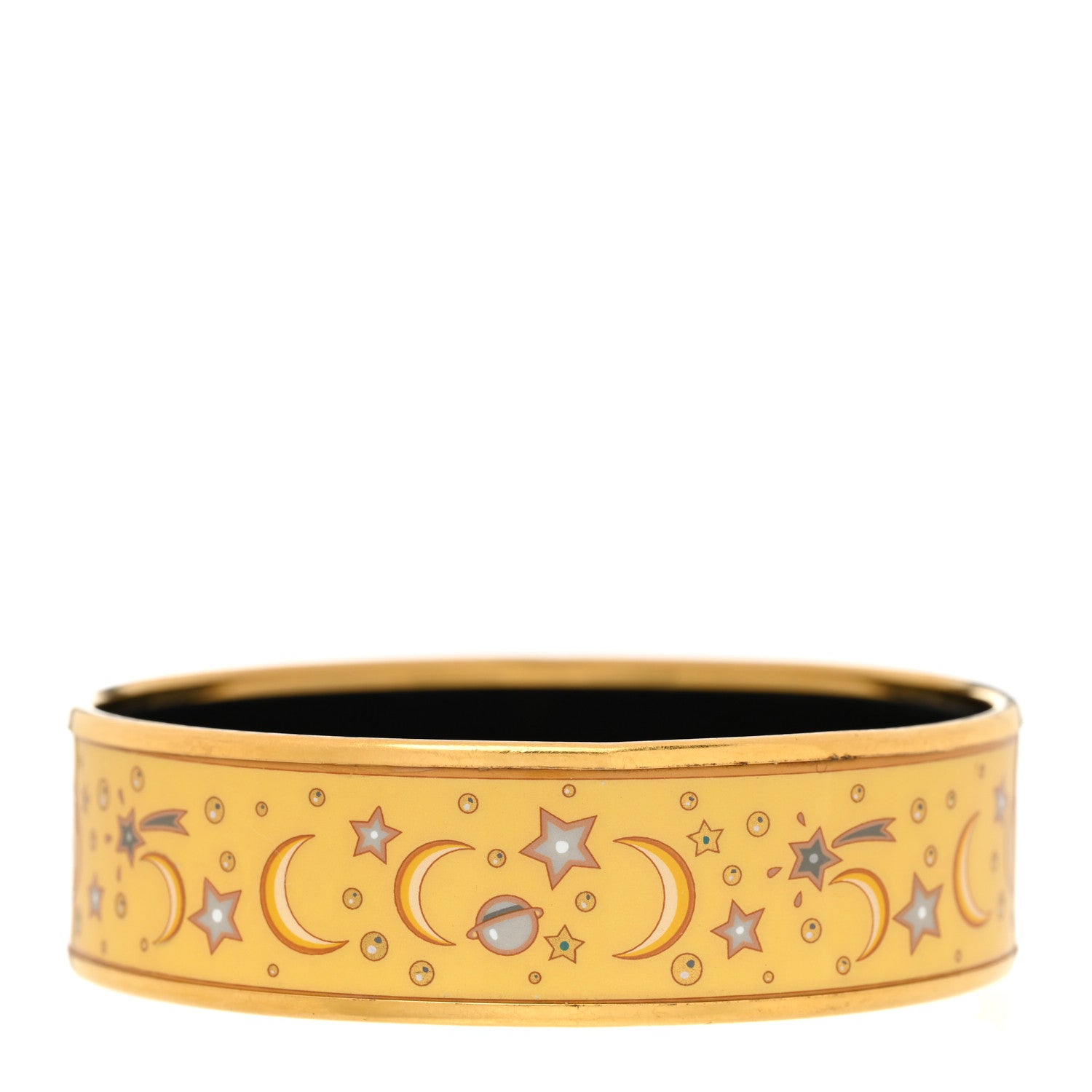 Hermes Enamel Printed Wide Moon Stars Bracelet 70 3 of 6