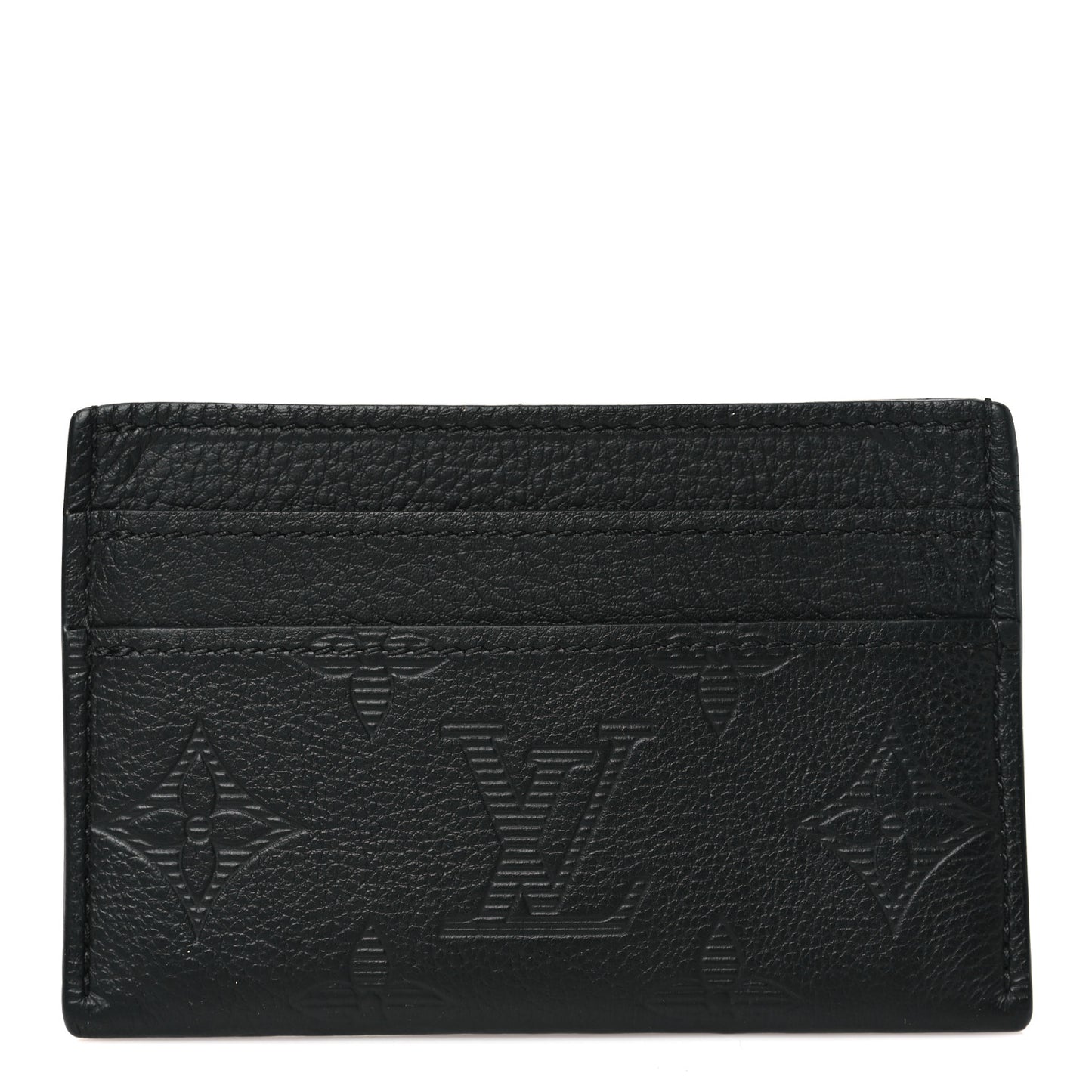 Calfskin Monogram Shadow Double Card Holder Black