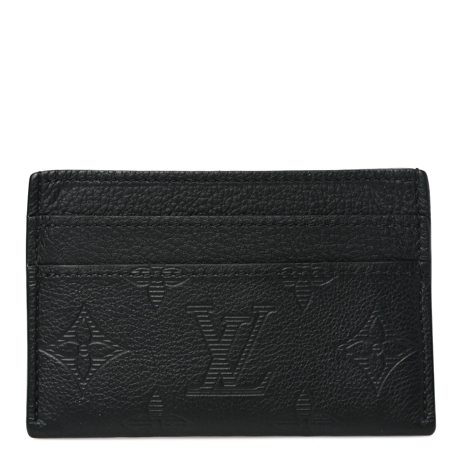 Louis Vuitton Calfskin Monogram Shadow Double Card Holder Black 1 of 7