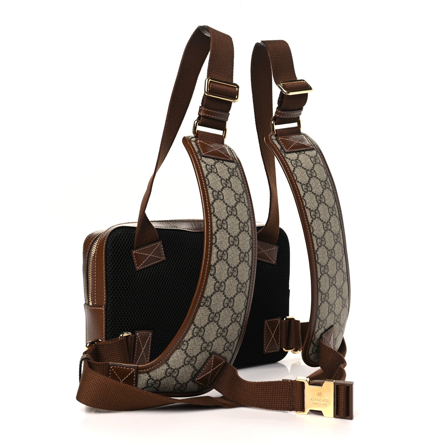 Gucci GG Supreme Monogram Textured Calfskin Retro Interlocking G Holster Bag Beige Ebony Brown Sugar 3 of 8