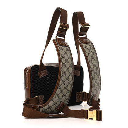 Gucci GG Supreme Monogram Textured Calfskin Retro Interlocking G Holster Bag Beige Ebony Brown Sugar 3 of 8