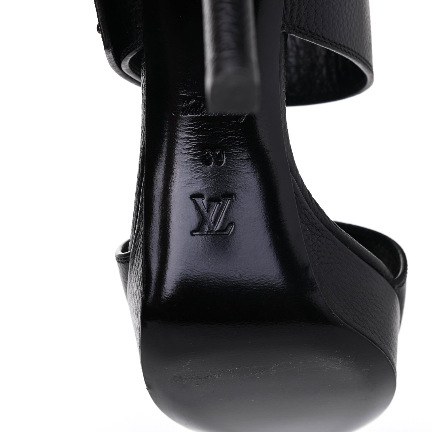 Louis Vuitton Grained Calfskin Horizon Platform Sandals 39 Black 6 of 13