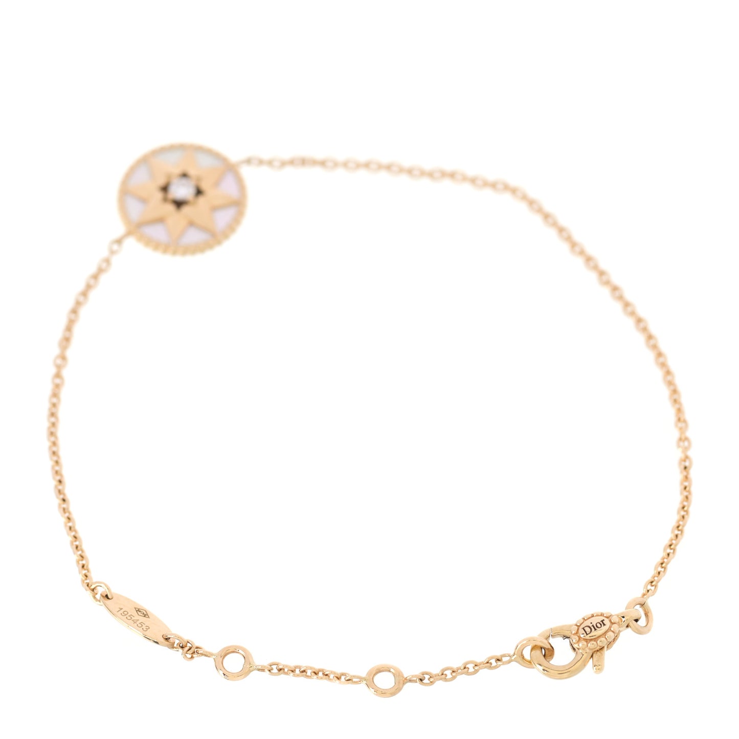 18K Yellow Gold Diamond Mother of Pearl Rose Des Vents Bracelet