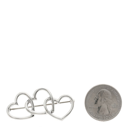 Tiffany Sterling Silver Three Heart Brooch Pin 2 of 3