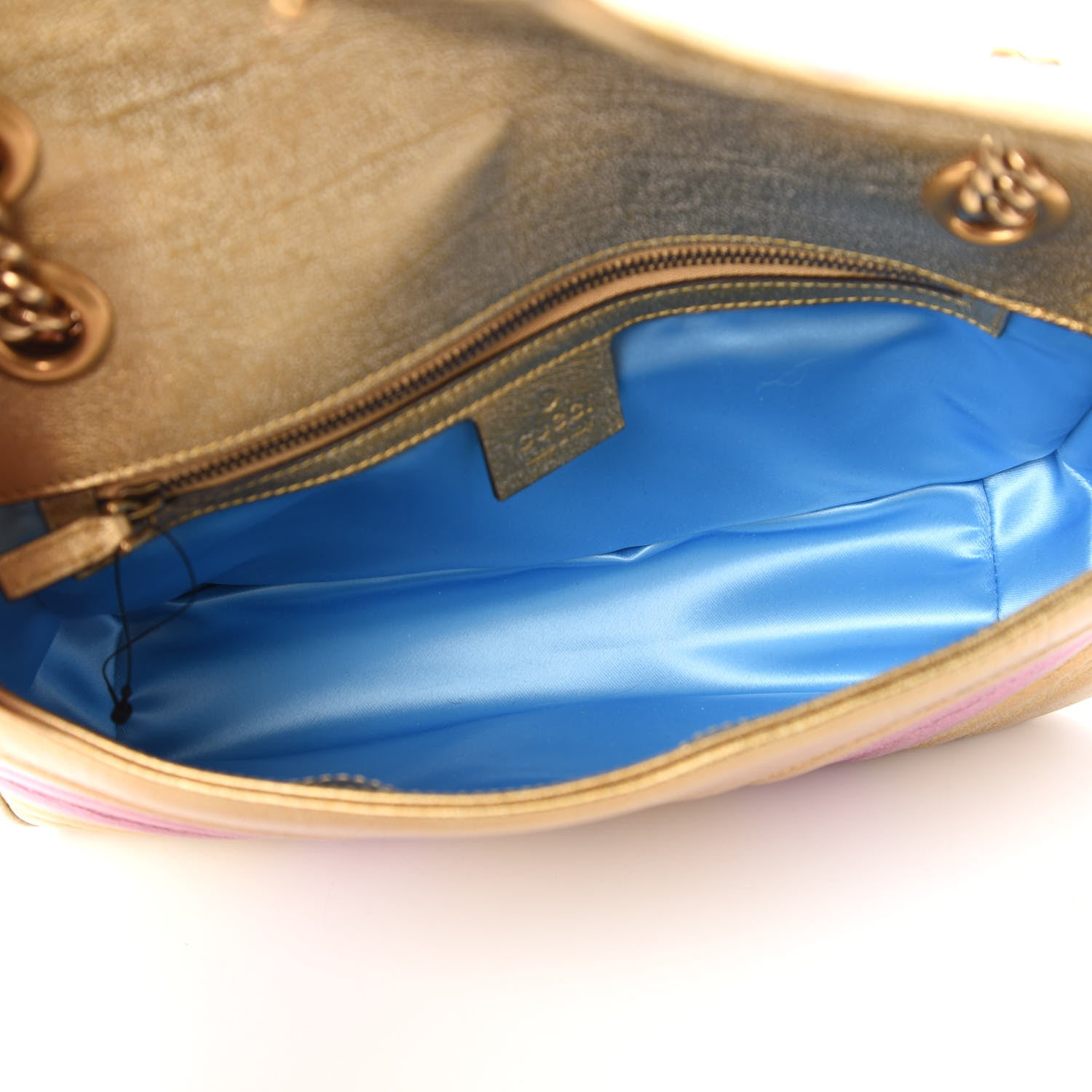 Gucci Metallic Calfskin Matelasse Small GG Marmont Shoulder Bag Gold Pink 6 of 12
