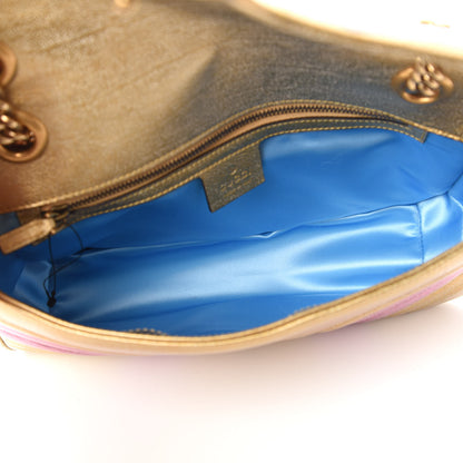 Gucci Metallic Calfskin Matelasse Small GG Marmont Shoulder Bag Gold Pink 6 of 12