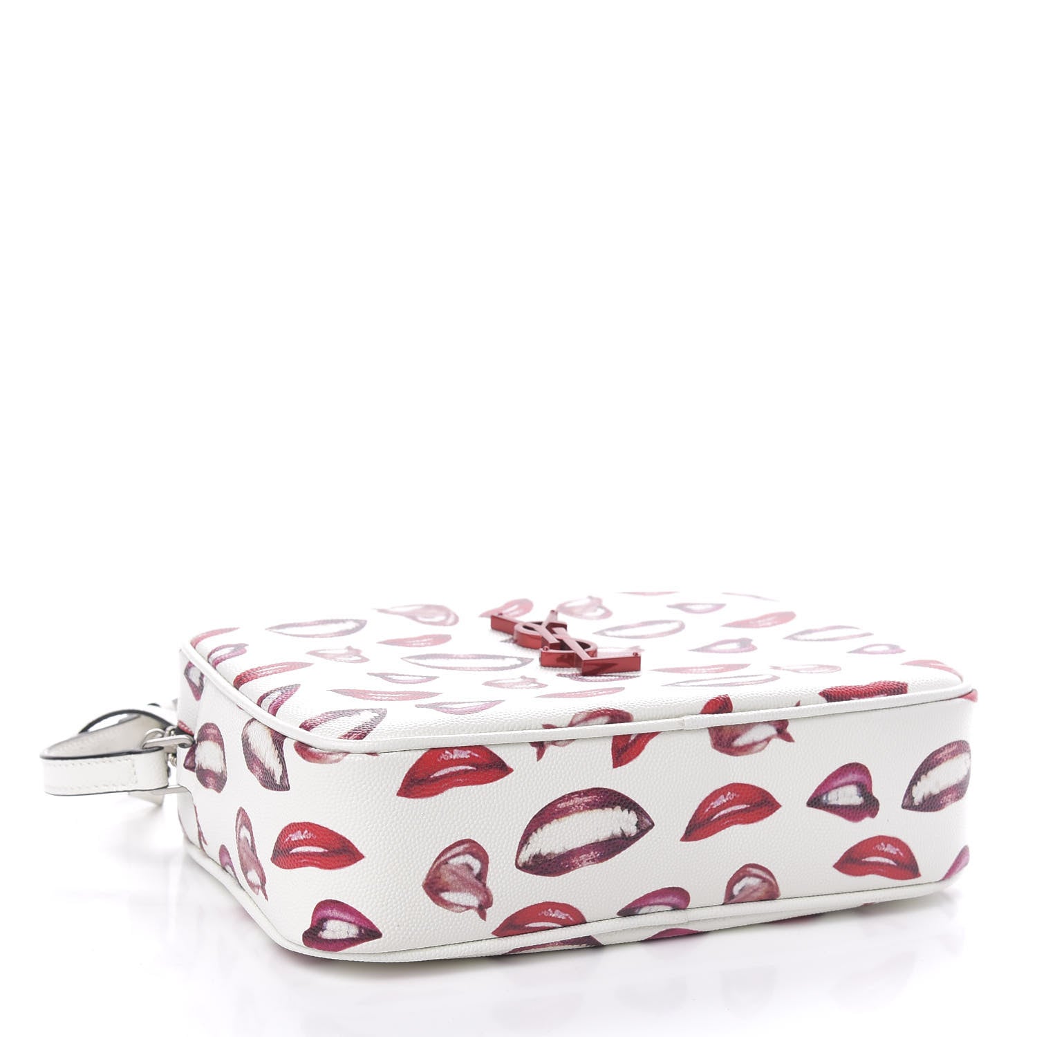 Saint Laurent Grain De Poudre Lips Print Medium Classic Monogram Camera Bag White Red 4 of 10