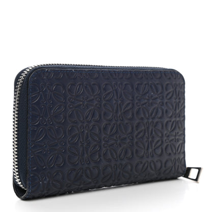Loewe Calfskin Embossed Repeat Medium Zip Wallet Navy 3 of 8