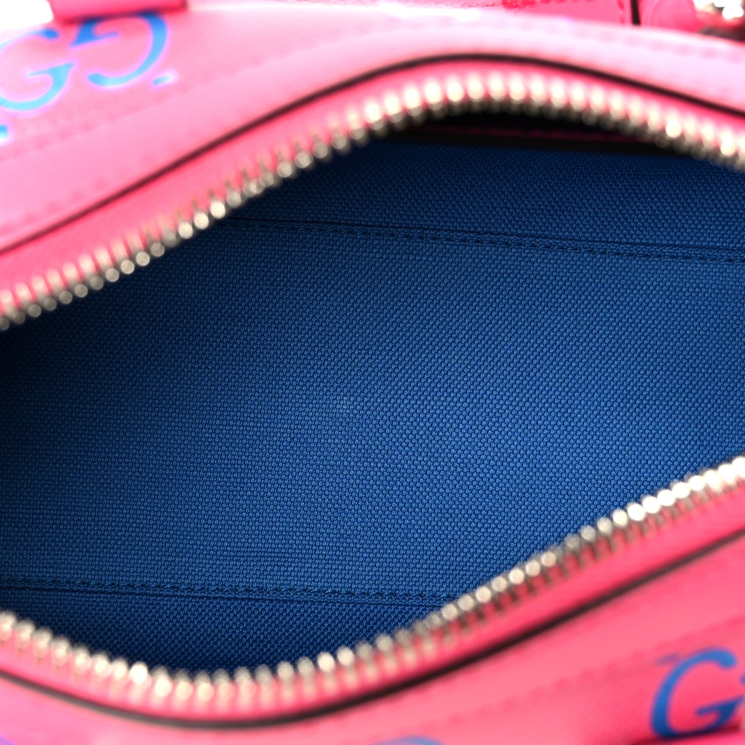 Gucci Calfskin GG Tennis Bi-Color Embossed Mini Duffle Bag Modern Fucsia Modern Blue 5 of 10