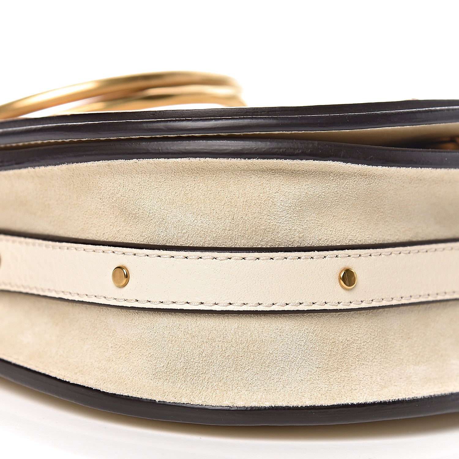 Chloe Calfskin Suede Small Nile Bracelet Bag Off White 7 of 9