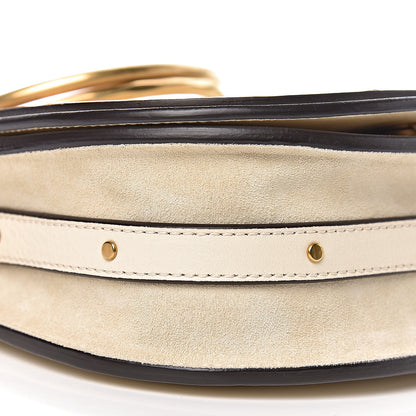 Chloe Calfskin Suede Small Nile Bracelet Bag Off White 7 of 9