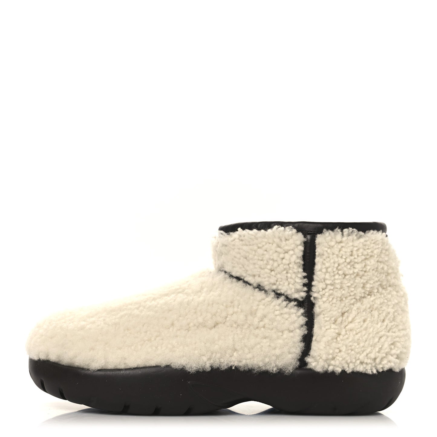 Shearling Snap Ankle Boots 40 White