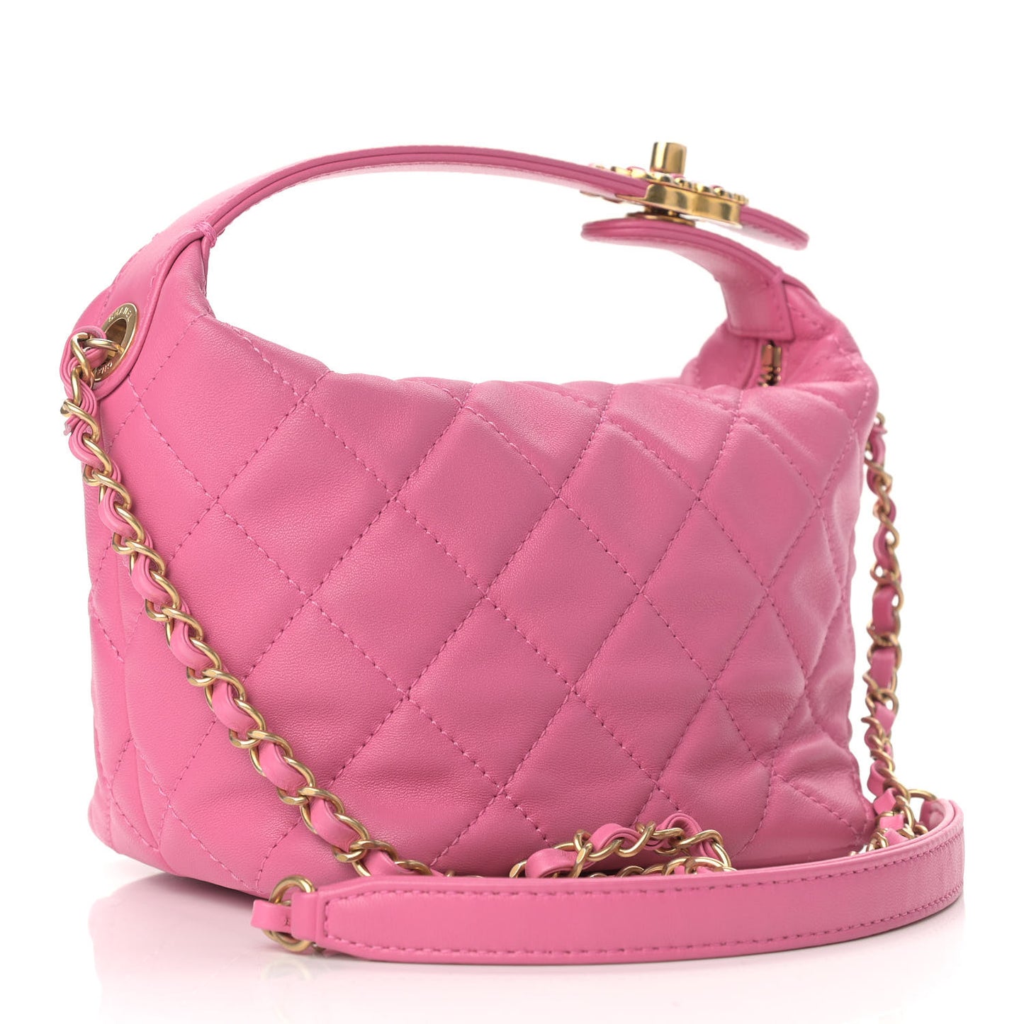 Lambskin Quilted Small Perfect Meeting Hobo Pink