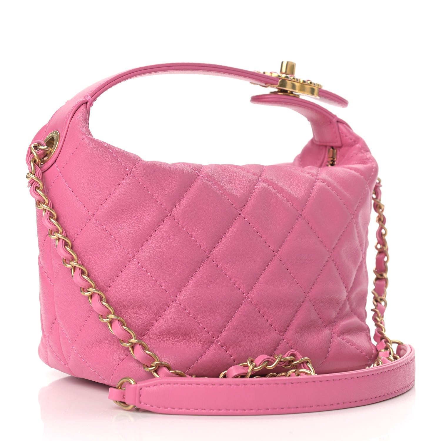 Chanel Lambskin Quilted Small Perfect Meeting Hobo Pink 3 of 10
