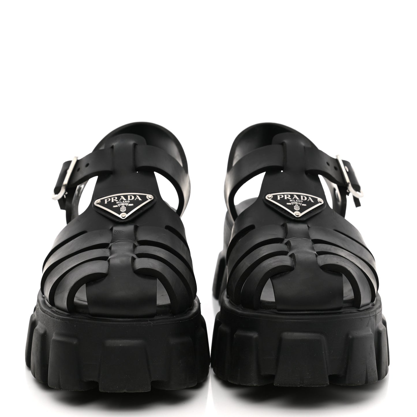 Foam Rubber Triangle Logo Monolith 55mm Cage Sandals 38 Black