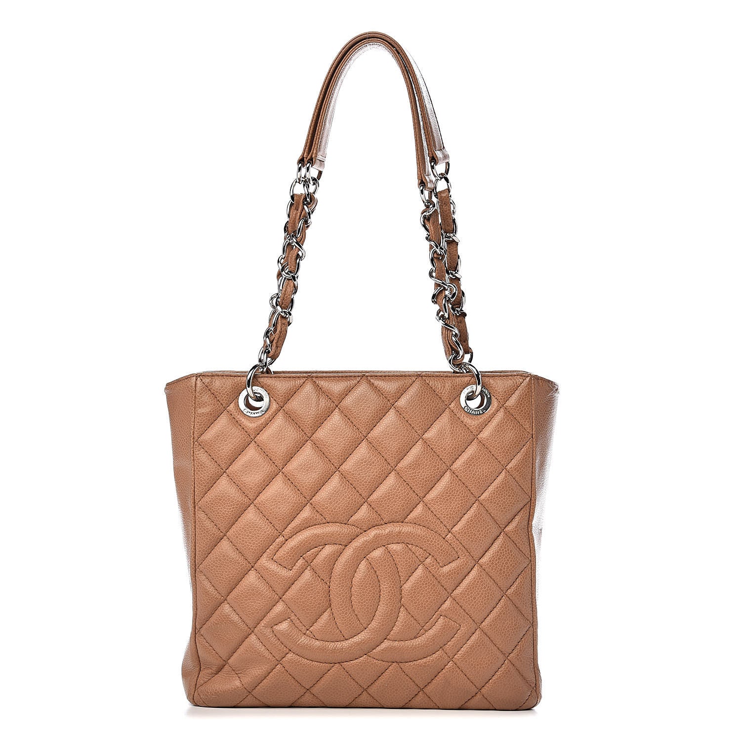 Chanel Caviar Quilted Petit Shopping Tote PST Dark Beige 1 of 19