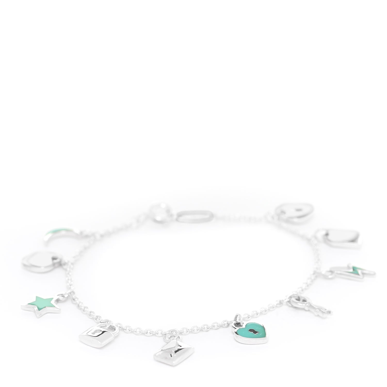 Tiffany Sterling Silver Enamel Love Notes Charm Bracelet Blue 1 of 6