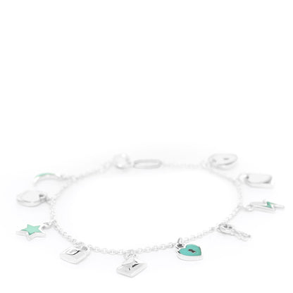 Tiffany Sterling Silver Enamel Love Notes Charm Bracelet Blue 1 of 6