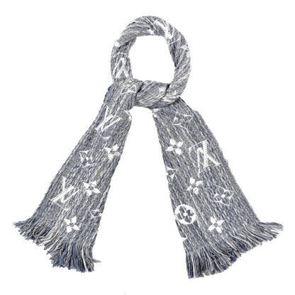 Louis Vuitton Wool Silk Logomania Scarf Denim Bleu 1 of 4