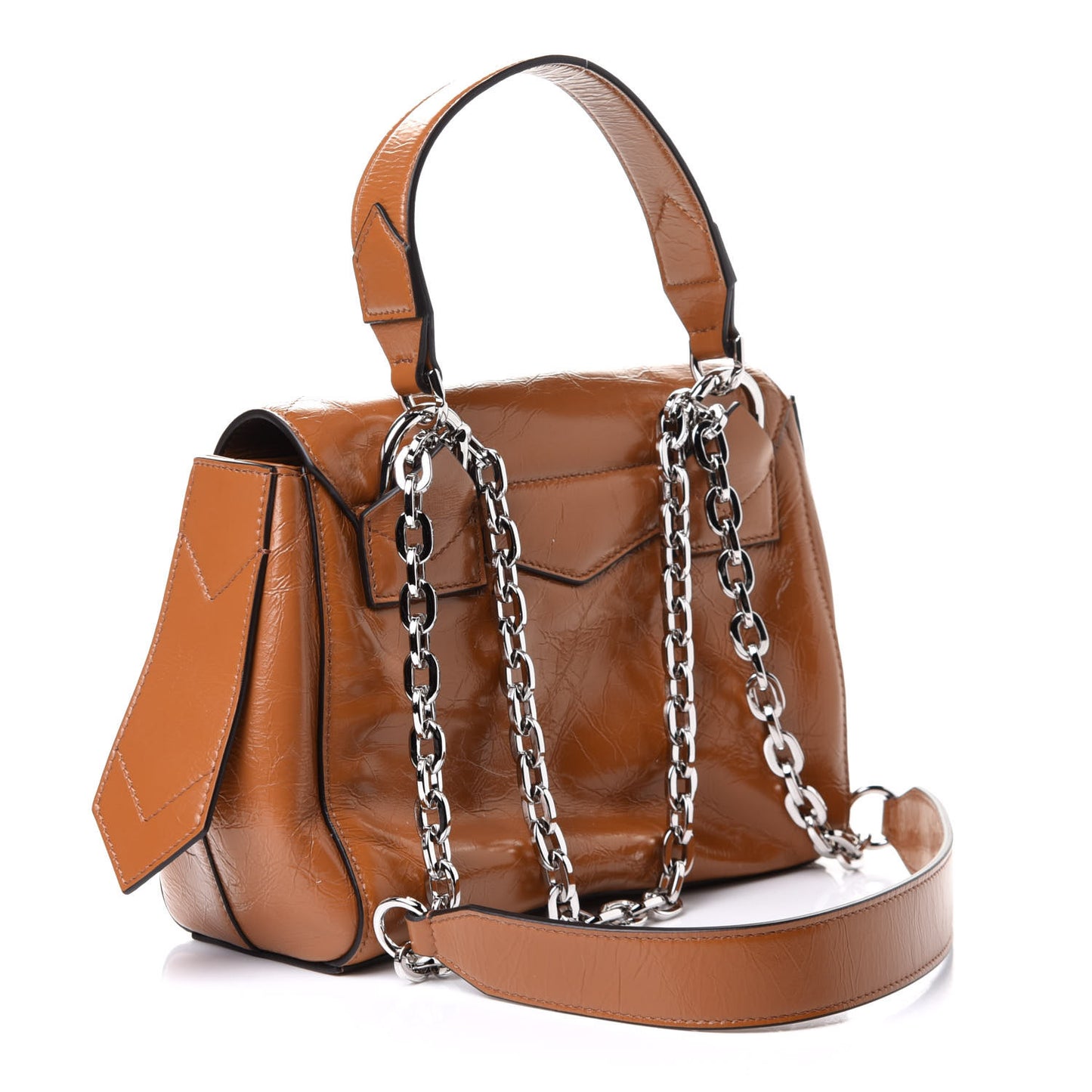 Creased Patent Calfskin Small ID Flap Tan