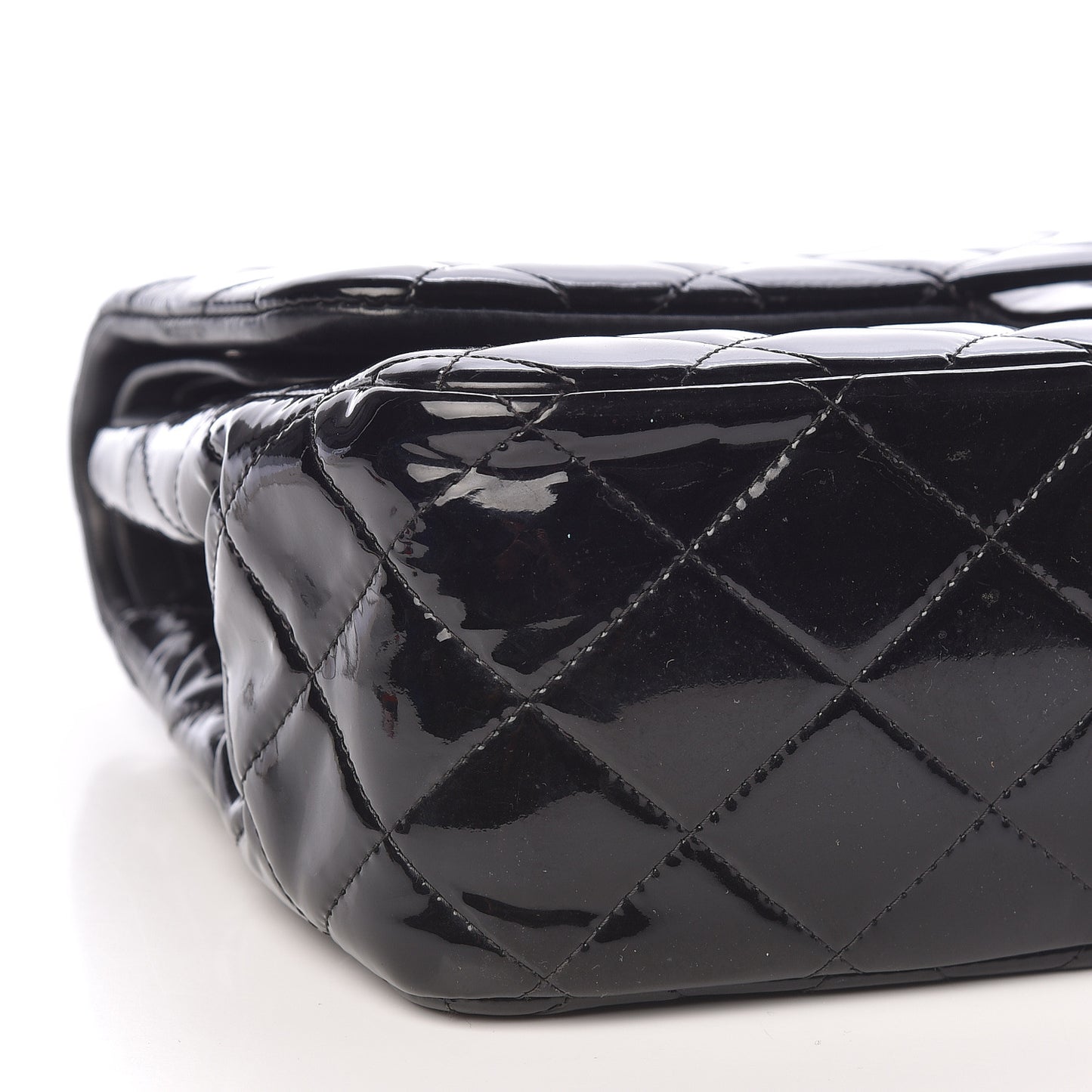 Patent Quilted Jumbo Double Flap Black