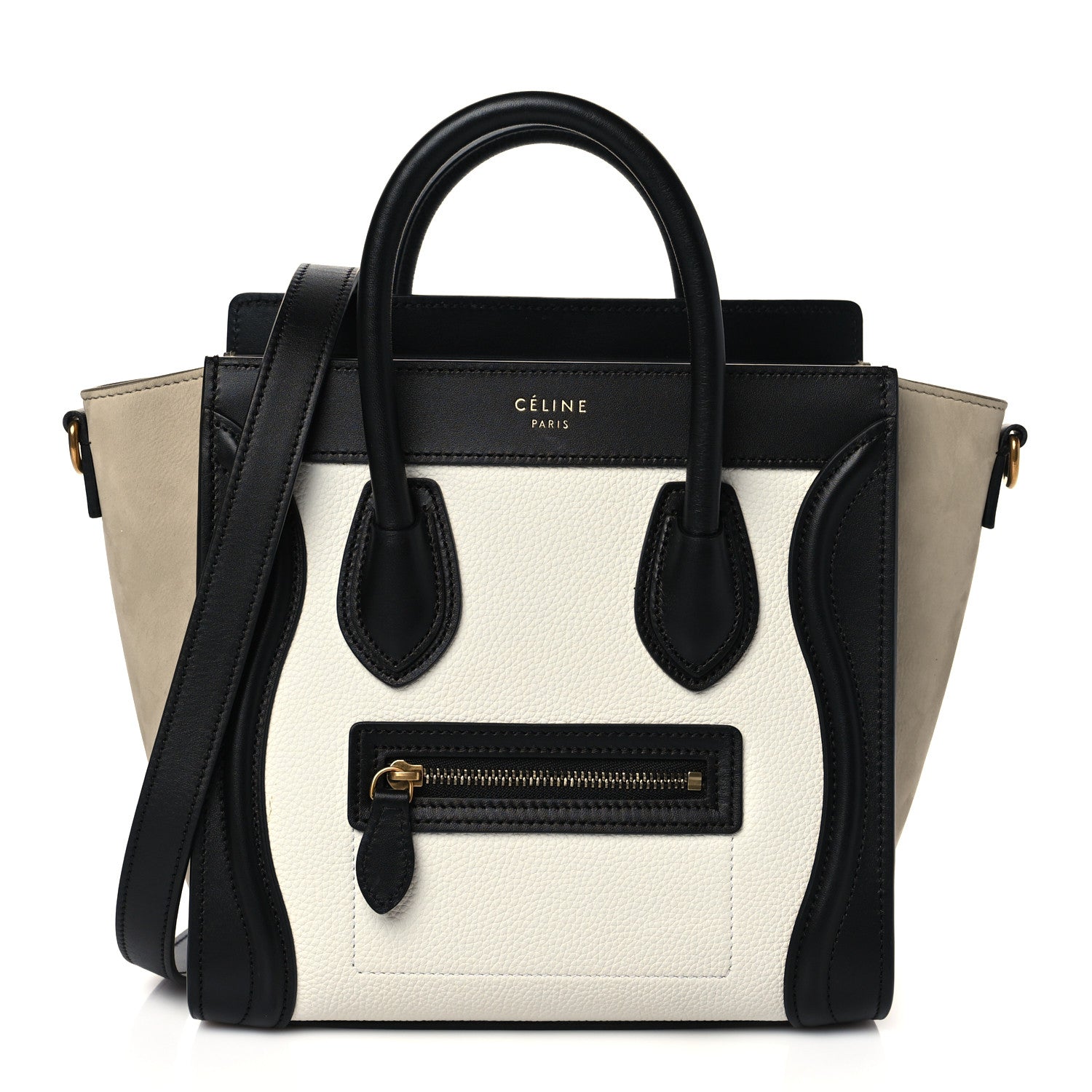 Celine Baby Grained Calfskin Nubuck Nano Tri-Color Luggage White Light Taupe 1 of 10
