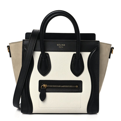 Celine Baby Grained Calfskin Nubuck Nano Tri-Color Luggage White Light Taupe 1 of 10