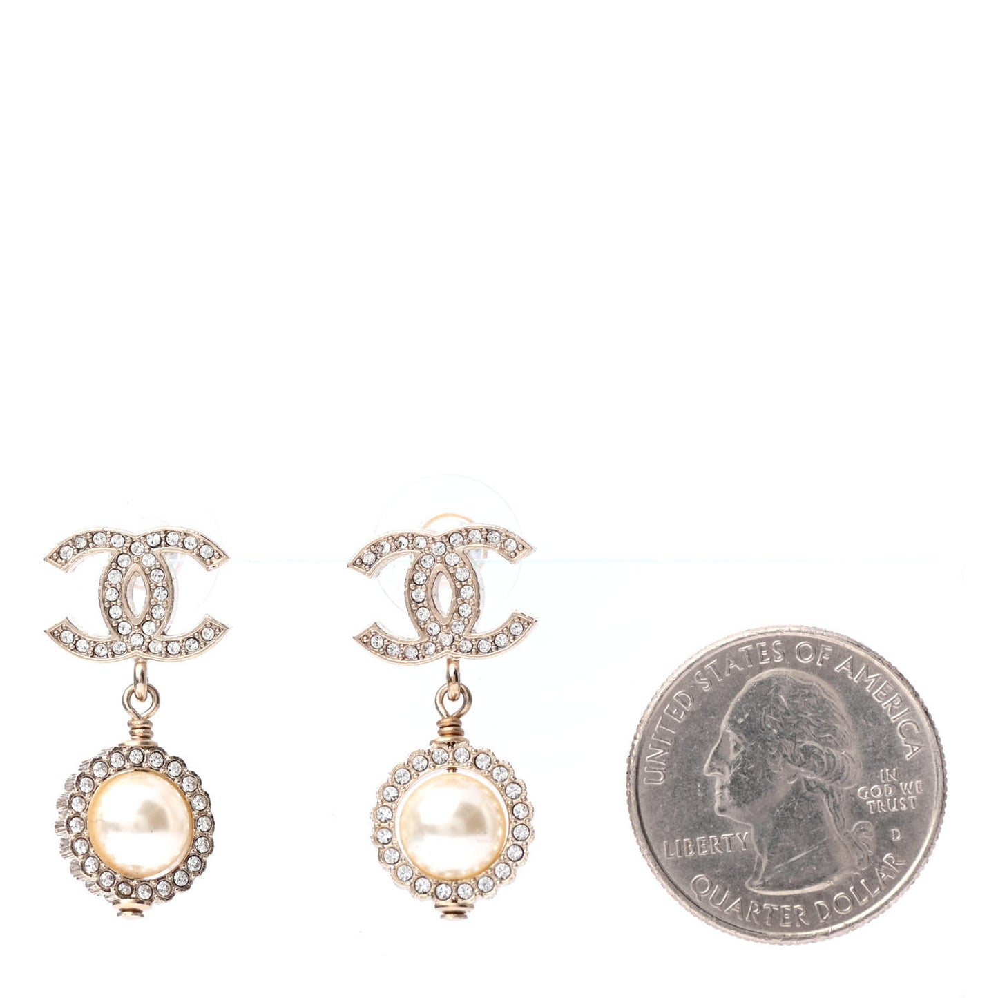 Crystal Pearl CC Lace Camellia Earrings Gold