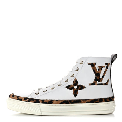 Louis Vuitton Pony Hair Leopard Calfskin Monogram Giant Stellar Sneaker Boots 38 White 1 of 9