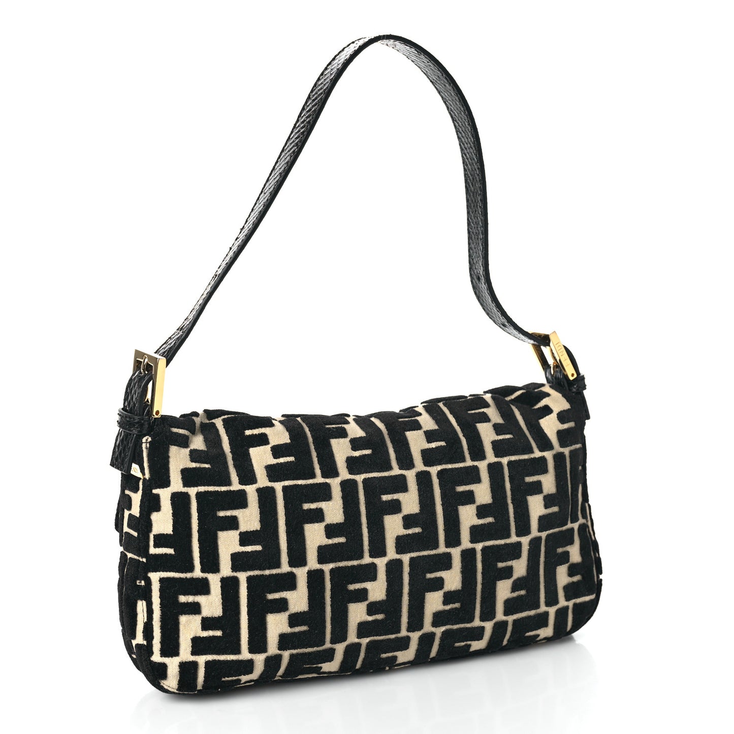 Fabric Snakeskin FF Baguette Black White