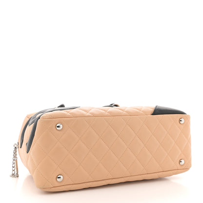 Chanel Calfskin Quilted Large Cambon Bowler Beige Black 4 of 15