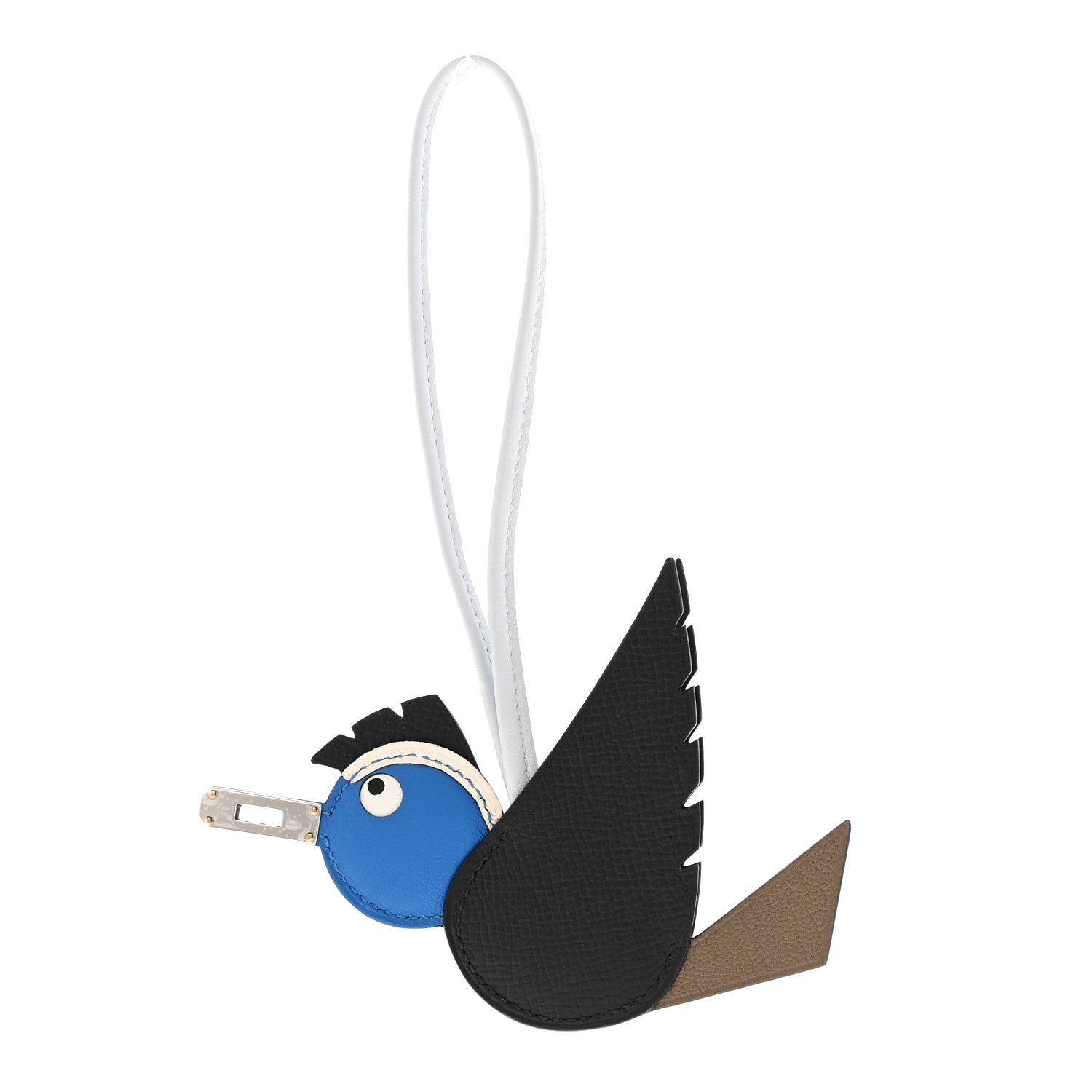 Hermes Epsom Swift Chevre Mysore Birdy Bag Charm Black Etoupe Bleu Hydra Bleu Brume 1 of 4