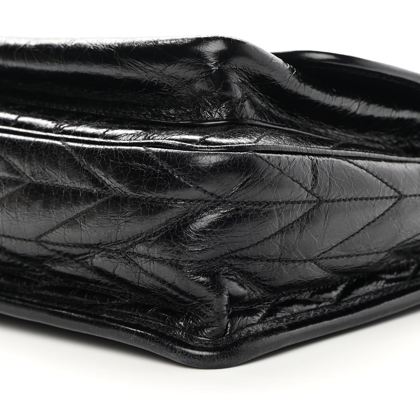 Vitello Shine Trapu Shoulder Bag Black