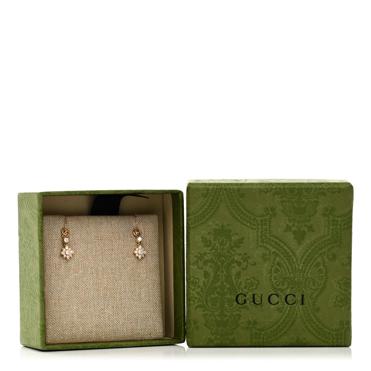 Gucci 18K Rose Gold Diamond Flora Drop Earrings 5 of 5