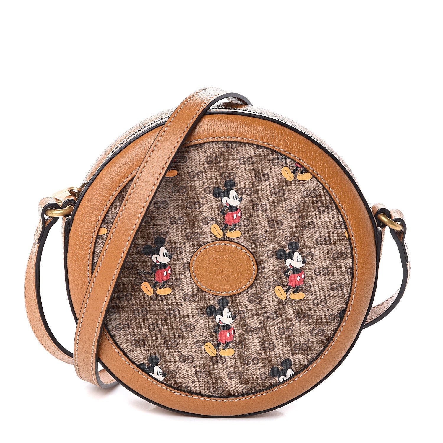 Gucci X DISNEY Mini Vintage GG Supreme Monogram Mickey Mouse Round Shoulder Bag Beige Vintage Sun Oil 1 of 8