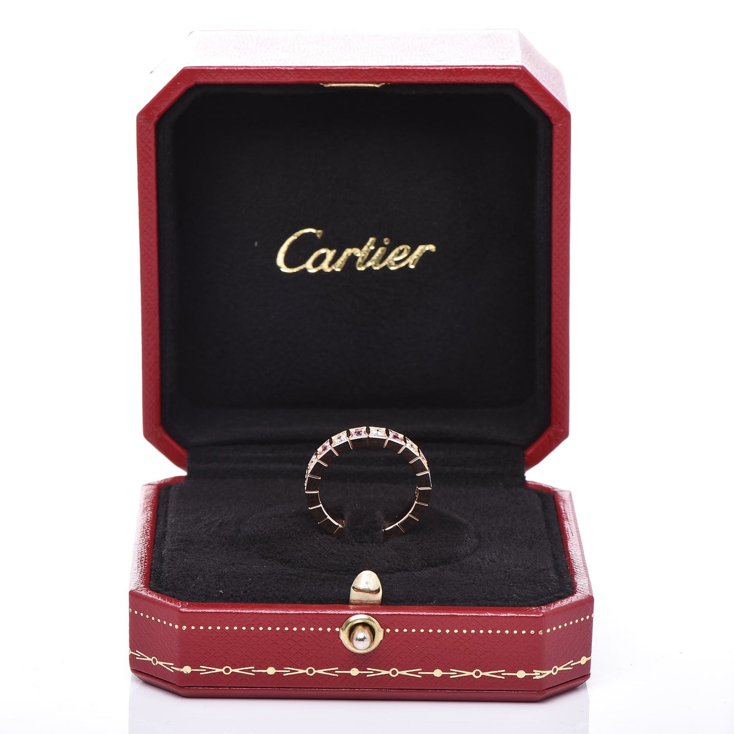 18K Pink Gold Diamond Pink Sapphire Lanieres Ring 51 5.75