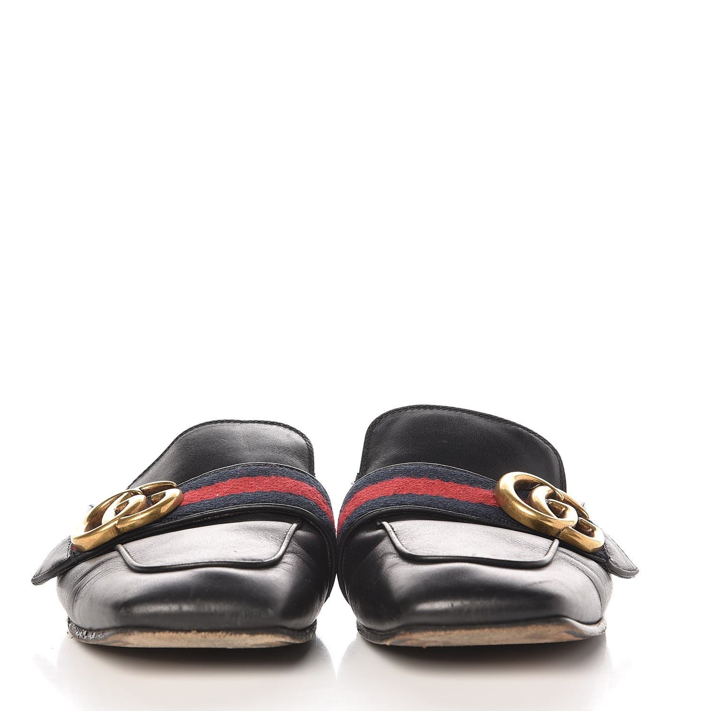 Calfskin Web Womens Peyton GG Slippers 35 Black