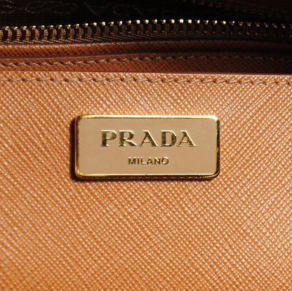 Prada Saffiano Lux Medium Double Zip Tote Caramel 9 of 11
