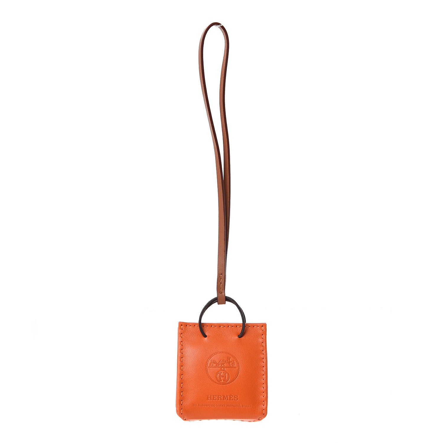 Hermes Milo Lambskin Swift Shopping Bag Charm Feu Gold 1 of 5