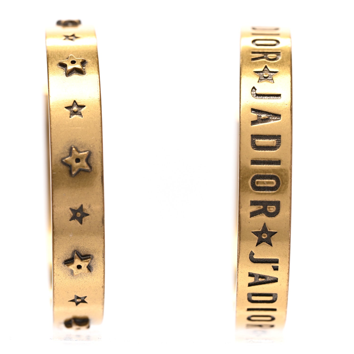 Christian Dior Metal J'Adior Star Hoop Earrings Aged Gold 1 of 4