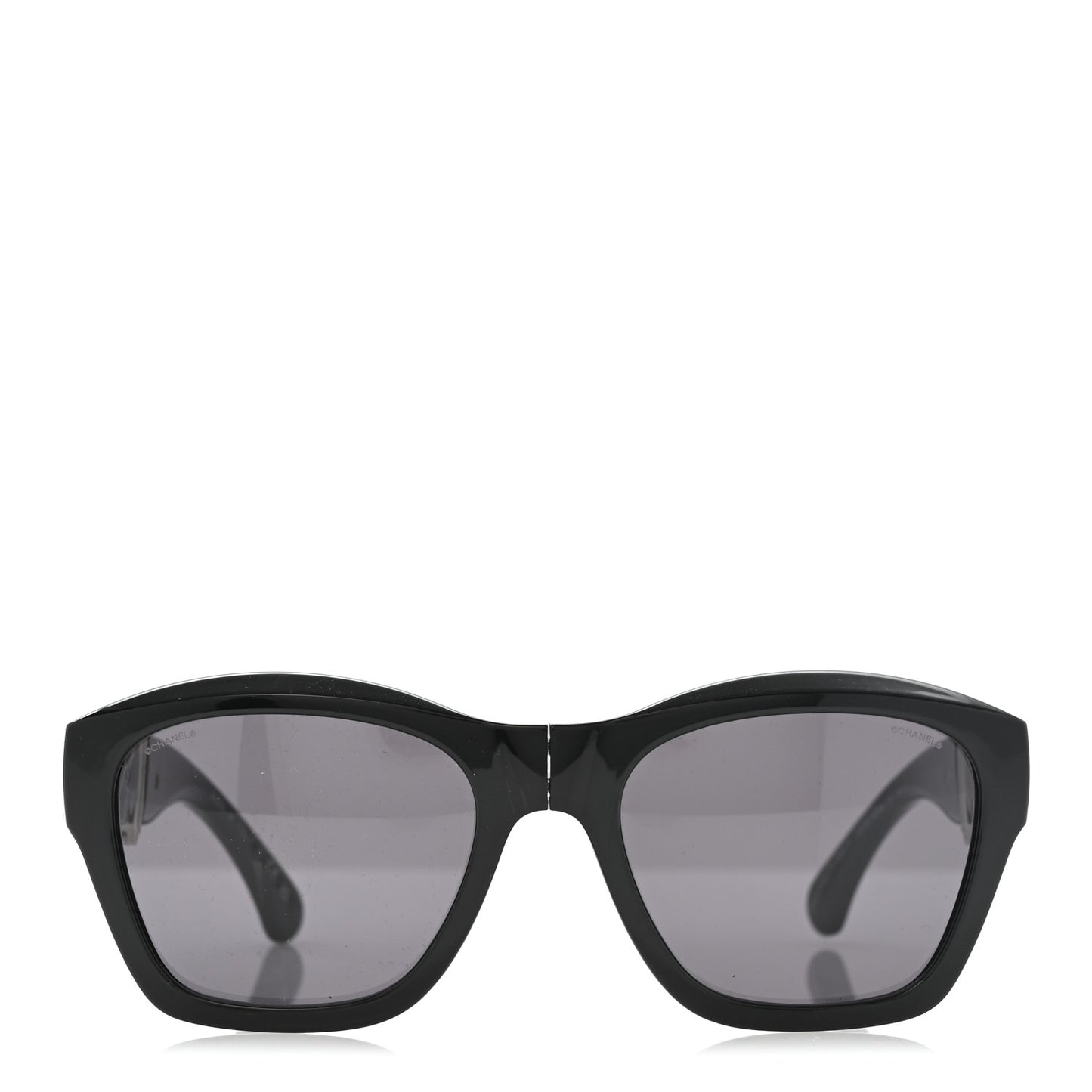 Acetate Metal Crystal Square Folding Sunglasses 6055-B Black