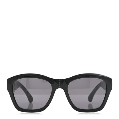 Chanel Acetate Metal Crystal Square Folding Sunglasses 6055-B Black 2 of 8