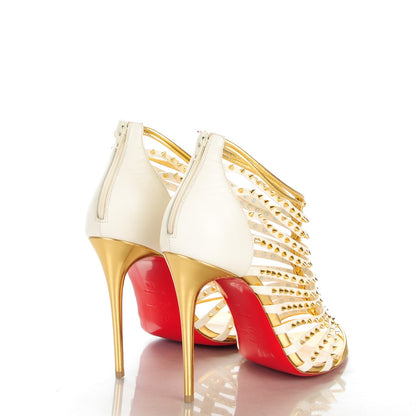 Christian Louboutin Nappa Millaclou 100 Cage Sandals 39 Edelweiss Gold 4 of 8