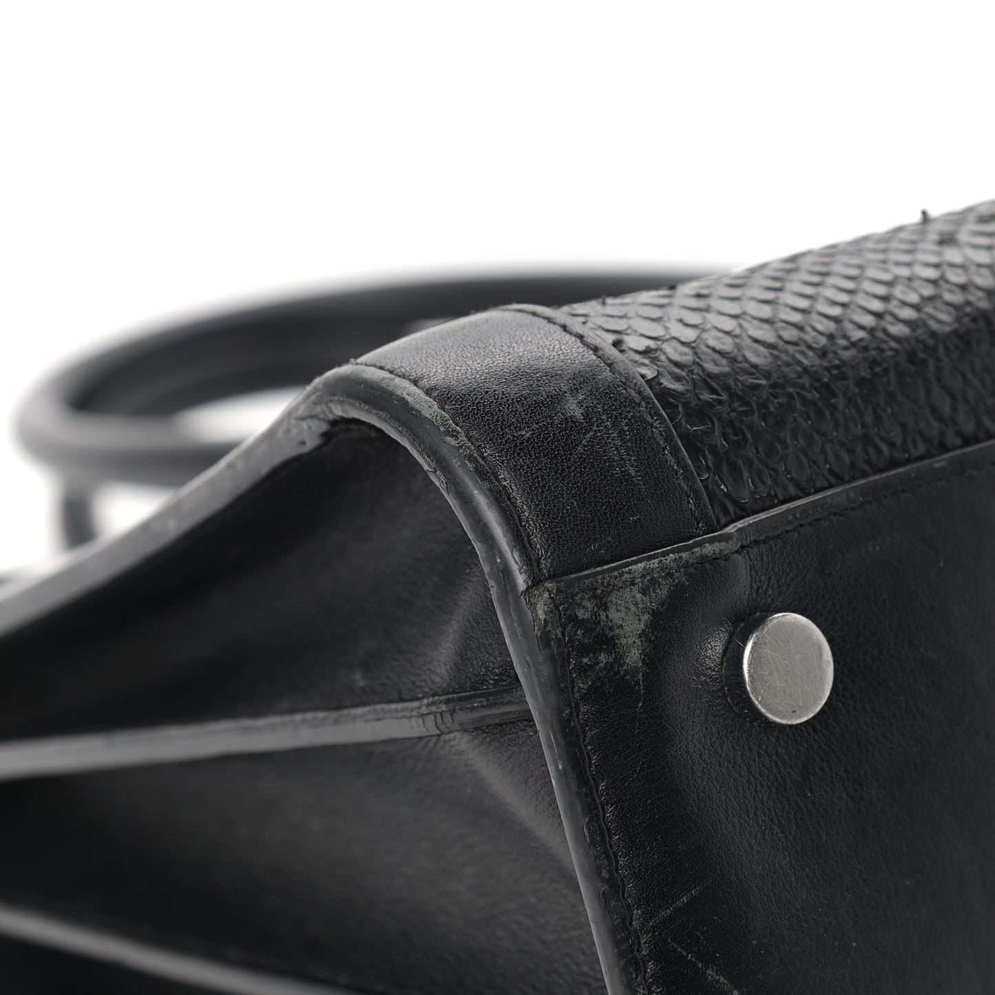 Python Calfskin Embossed Small Sac de Jour Black