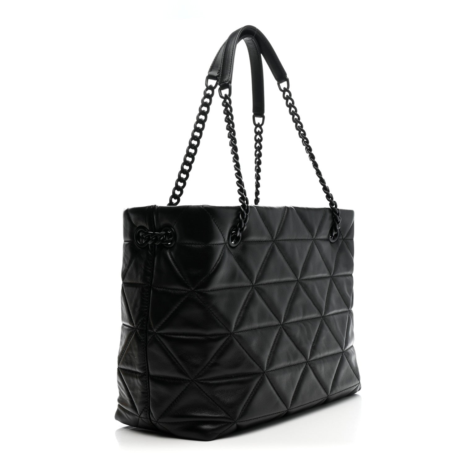 Prada Nappa Stitched Monochrome Chain Tote Bag Black 3 of 10